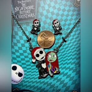 Disney The Nightmare Before Christmas Jack & Sally Necklace &  Earrings Gift Set